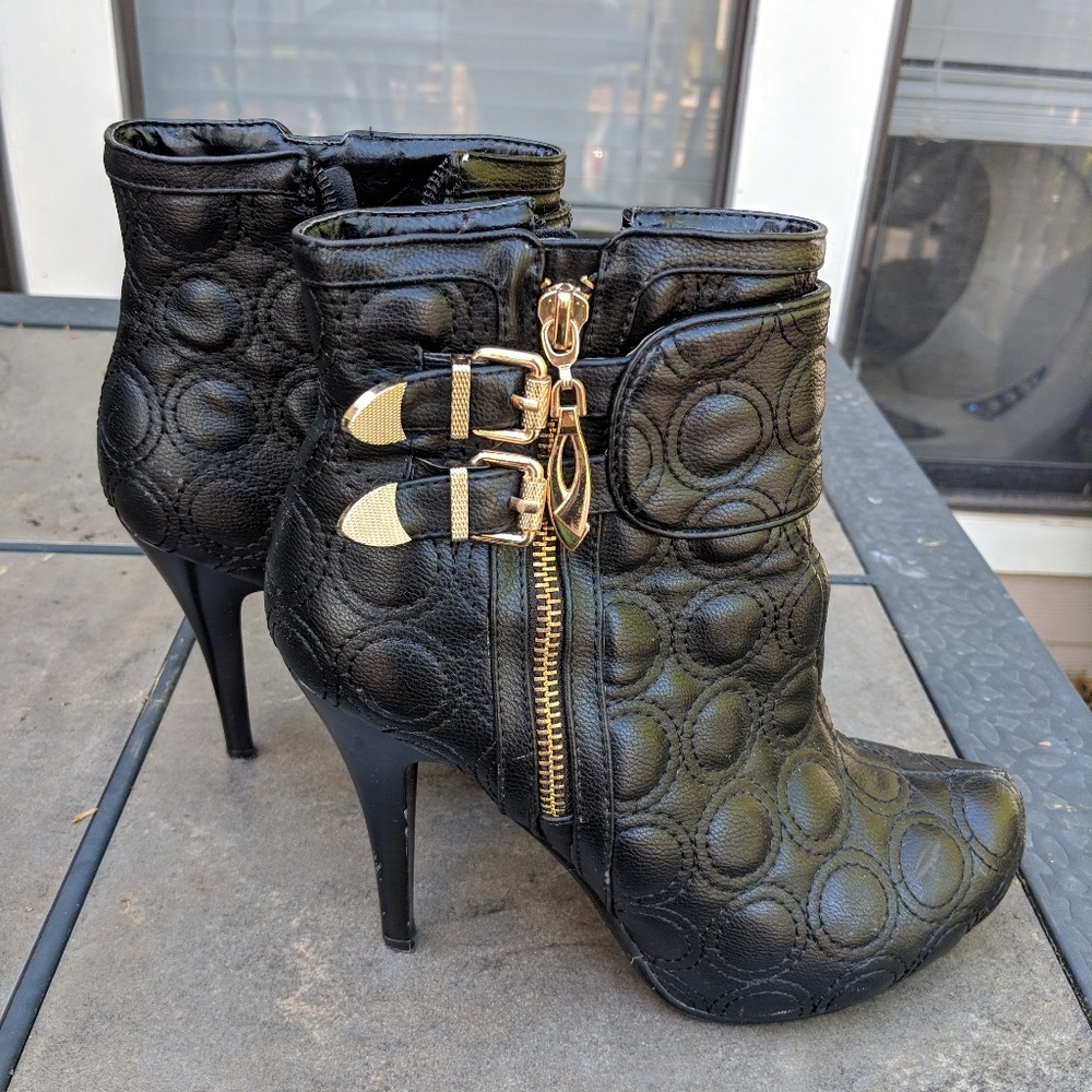 Black high heel booties